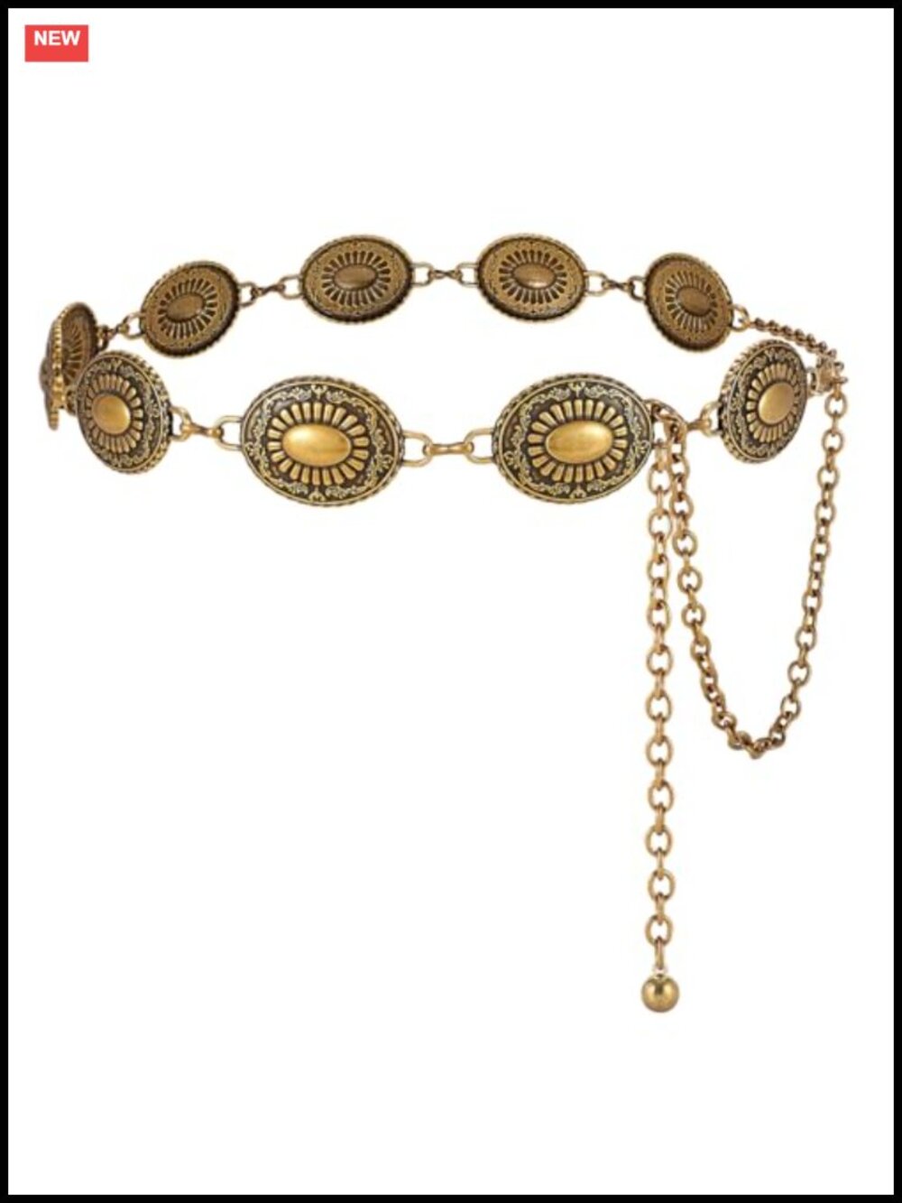 Western Concho Chain Belt for Women Boho Cowgirl Metal Waist Accent